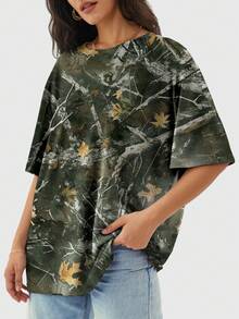 Speed mate Watercolor Pattern Dropped Shoulder Loose Women T-Shirt Sports - Multicolor - View 2