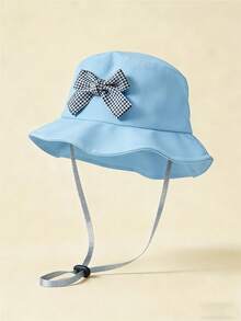 多色儿童渔夫帽，黑白格子蝴蝶结装饰，春夏防晒帽，可调节，适合户外、露营、海滩、日常佩戴，0-3岁 - 1PC - 查看 20