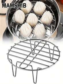 3pcs Stainless Steel Round Multifunctional Steaming And Baking Rack - A Three-In-One Tool: Steamer Layer Rack, Oven Cooling Rack, And Cooling Rack For Baked Goods, Compatible With Various Cookware And Air Fryers, Kitchen Accessory - A - View 2