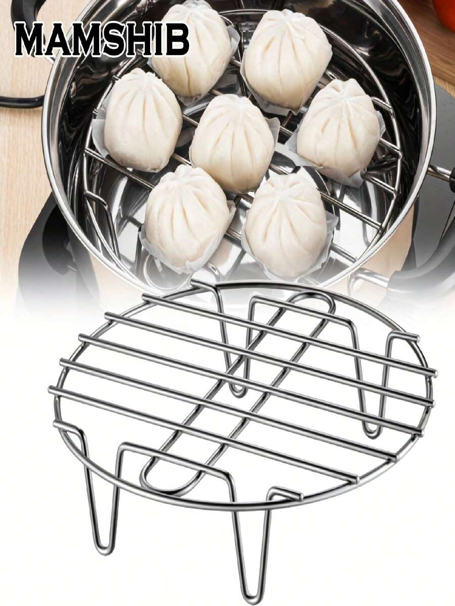 3pcs Stainless Steel Round Multifunctional Steaming And Baking Rack - A Three-In-One Tool: Steamer Layer Rack, Oven Cooling Rack, And Cooling Rack For Baked Goods, Compatible With Various Cookware And Air Fryers, Kitchen Accessory