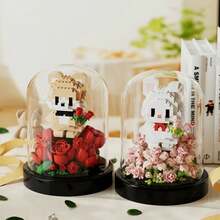 可爱宠物花朵积木玩具，迷你宠物动物系列积木，DIY积木套装，创意桌面摆件礼品，生日、感恩节、万圣节、圣诞节趣味玩具，400+块 - 彩色 - 查看 3