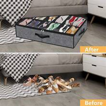1pc/2pcs - Foldable Non-Woven Fabric Partitioned Dustproof Shoe Box, Suitable For Under-Bed Storage, Can Hold 12 Pairs Of Shoes, With Partitions And A Transparent Lid, Making It Very Convenient To Organize Shoes. - Multicolor - View 6