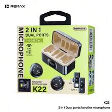 REMAX K22 Magnetic Wireless Microphone, Dual Interface Design, Noise Cancellation, One-To-Two Connection, Suitable For Live Streaming, Shooting, And Also A Great Ramadan Gift - View 4