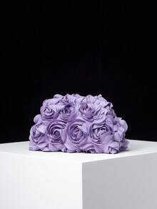 Women's Floral Print Clutch Bag, Elegant For Party, Ball, Wedding Accessories - Purple - View 2