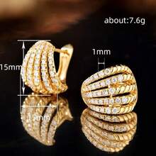 Elegant Bridal Five-Claw Zirconia Round Earrings, Fashionable Accessory For Daily Wear - Gold - View 2
