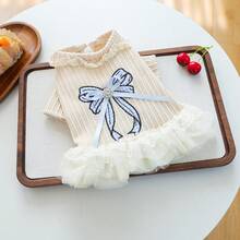 PETCIRCLE 1pc Pet Clothes, Dog/Cat Apparel, Spring/Summer New Arrival, Lightweight Breathable Comfortable Blue Bow Tulle Dress - Multicolor - View 12