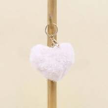 可爱心形钥匙扣，毛绒绒挂件，高品质饰品，男女皆宜 - 彩色 - 查看 3