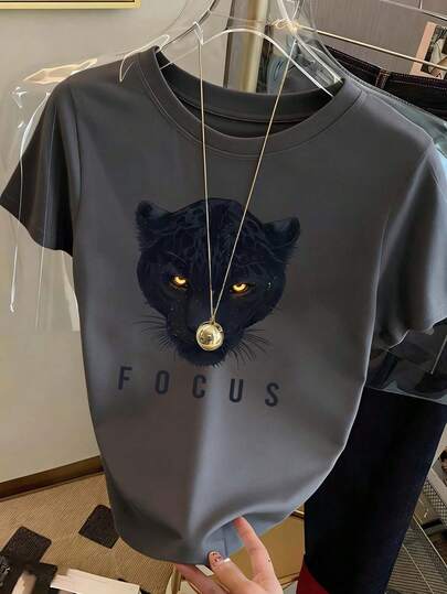 Women's New Casual Cute Pattern Loose Fit Round Neck Short Sleeve T-Shirt, Fashionable Daily & Holiday Wear. Women's Printed Short Sleeve T-Shirt, Suitable For Summer Daily Wear, Suitable For Holidays Like Valentine's Day, Back To School, Teacher's Day. Letter Print Short Sleeve T-Shirt, Soft, Loose And Comfortable, High-End Streetwear & Holiday Casual Versatile Short Sleeve Top