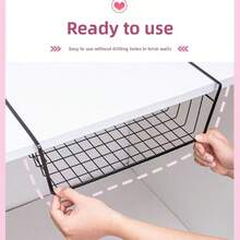 Under Cabinet Storage Basket, Hanging Metal Wire Storage Basket, Suitable For Under Cabinet, Multi-Functional Space-Saving Storage Solution, Can Be Used For Kitchen Countertop And Pantry Shelves, Also Suitable For Bathroom, Office And Laundry Room, Equipped With Easy-To-Install Hooks And Slide-Out Access, Create A Neat And Organized Storage Solution, Breathable Open Metal Wire Design - Multicolor - View 8