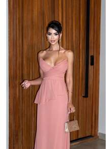 Luxury Strapless Dress In Structured Crepe - Perfect For Bridesmaids And Gala Events - Rose - View 1
