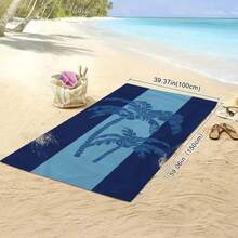 1pc Fashionable Coconut Tree Pattern Beach Towel, Great Gift For Family And Friends, Made Of Super Soft Microfiber, Durable Quick-Dry Sunscreen Towel, Essential For Beach, Camping, Swimming Pool, Travel In Summer - A - View 5