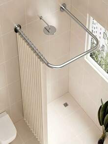 Thickened U-Shaped Shower Curtain Rod, No-Drill Expandable Rod, Bathroom Shower Curtain Support Bar - U - View 5