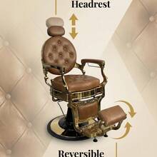 Huisuilinss Vintage Barber Chair,Hydraulic Recline Salon Chair,Hair Styling Chair,Adjustable Height,360° Swivel,Headrest & Footrest,700lbs Capacity,For Barbershop Beauty Tattoo Massage - 棕色 - 查看 7