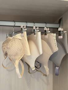 6 piezas Pinzas de metal de hierro plateado para pantalones, Pinzas sin costuras para ropa interior, Pinzas adhesivas de doble cabeza antideslizantes para pantalones, faldas y almacenamiento de armario - Rosa - Ver 5