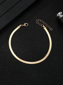 1pc Minimalist Elegant Gold Stainless Steel Anklet, Decorative Accessory Gift For Family & Friends, Summer Vacation Style Anklet - Gold - View 2