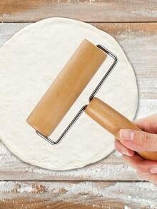 1pc Wooden Rolling Pin With Dual Rollers | Integrated Large & Small Roller Design, Precise Markings, Easy To Knead And Roll, Great Baking Kitchen Assistant - View 3