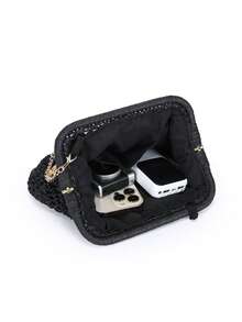 BAILEE 春夏新款一体式手拿包，手工编织草编，饰以海洋风装饰，多色草编夹扣，可拆卸金色链条肩带，女士单肩包、斜挎包、手拿包，适合海滩休闲度假、购物、派对、婚礼招待会、送礼，可搭配各种服饰 - 彩色 - 查看 11