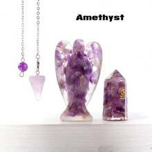 1 Set de Colgantes de Ángel de Siete Chakras de Piedras Preciosas Curativas Naturales, Amatista Espiritual, Juego de Artesanía de Yoga Reiki con Caja de Regalo para Sanación Espiritual - Conjunto de ángeles - Ver 1