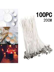 100pcs Smokeless Pre-Waxed Long-Burning Candle Wicks Suitable For DIY Candle Making, Wax-Coated Resin Wicks With Pre-Waxed Tip For Smoke-Free Burns, Suitable For Party Supplies, Professional Crafting & Wax For Resin Crafts - Multicolor - View 11