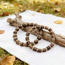 2pcs/Set Gelang Kayu Alami, Gelang Kayu Elastis Buatan Tangan Kreatif Minimalis, Aksesori Fashion Unisex, Desain Buatan Tangan, Cocok untuk Pemakaian Sehari-hari dan Hadiah - Warna kayu alami - View 7
