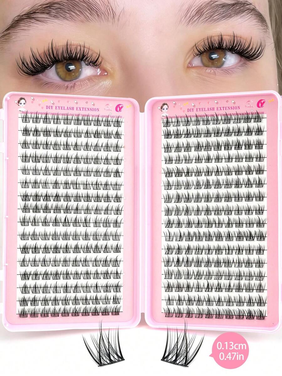 320pcs Cluster False Eyelash Book - DIY Natural, Anime, Cross, Cluster And Fluffy Styles Eyelash Extension - Suitable For Beginners, Reusable C-Curl Lashes - Mixed Length 11-13mm