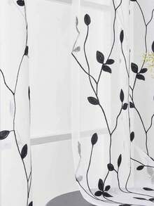 1 tấm rèm voan thêu họa tiết hoa, có khe luồn thanh treo, chống tia UV và thoáng khí, chất liệu polyester, không có lớp lót, thích hợp cho phòng khách, phòng ngủ, phòng ăn. - màu đen - Xem 10