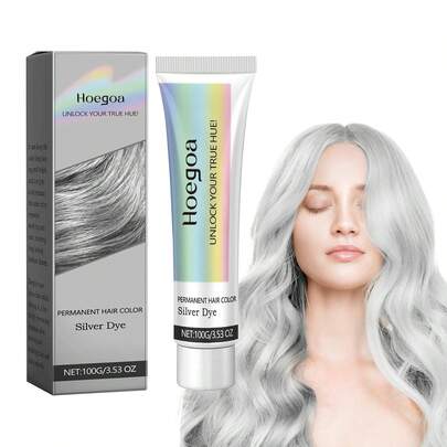 银灰色染发膏，男女通用，蕴含滋养植物萃取精华，持久显色定型，适用于沙龙、派对、角色扮演、日常造型、美容礼品