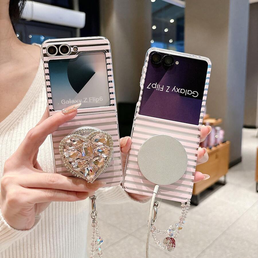 1pc Women's Phone Case, Protective Cover, Foldable Phone Case, Magnetic Phone Case, Bling Phone Case, Compatible With Samsung Galaxy Z Flip 7, Compatible With Galaxy Z Flip 6/Galaxy Z Flip 5/Galaxy Z Flip 7FE, Fashionable Cover Made Of High-Quality Material, Perfect For Gifting Or Personal Use, Compatible With Huawei Foldable Phone Cases Pura X, Nova FLIP'S, P50, Pocket2