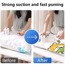 WEEME 7pcs Vacuum Storage Bags Set With Portable Electric Pump, Suitable For Clothes, Blankets, Quilts, Travel (1 Large, 3 Medium, 3 Small) - EU C Type Plug(220-240V) - View 6