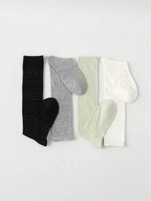 1双女士过膝袜，轻薄学院风修身显瘦袜，适合春夏穿着，可搭配裙子，百搭实用 - 彩色 - 查看 4