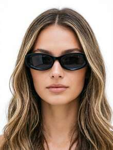 一副不对称猫眼时尚眼镜，全框复古时尚眼镜，适合旅行、度假、日常佩戴、海滩配饰 - 77128-黑色 - 查看 5