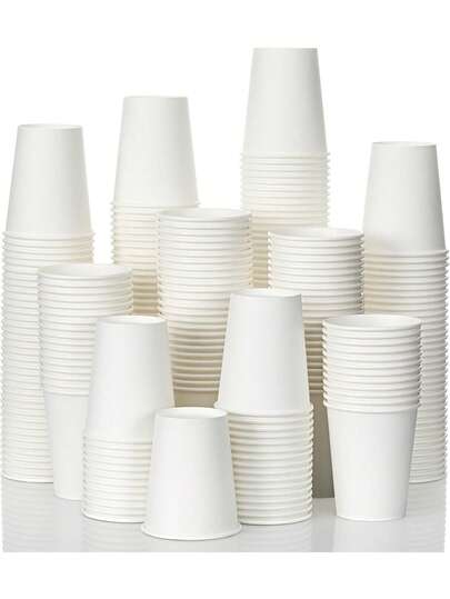 100/50/25/10pcs 9oz White Paper Cups, Suitable For Water, Juice, Milk, Beverages, Hot Or Cold Drinks, Office Parties, Family Gatherings, World Cup Celebrations