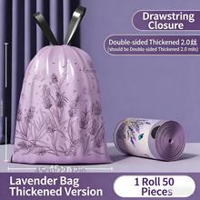 100个薰衣草香味抽绳垃圾袋，加厚耐用塑料垃圾袋，适用于厨房、客厅、浴室、家庭使用 - C - 查看 6