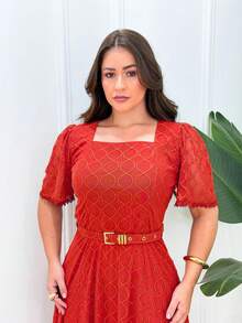 Lia Elegant Dress, Evangelical Women's Fashion, Formal Look, Comfortable, Lightweight, Long, Party, Wedding, Evening. - Đỏ - Xem 2