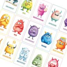 32PCS Cute Monster Emotion Cards, Animal Emotion Learning Mindfulness Cards, Family Gathering Interactive Board Games And Card Games - Multicolor - View 6