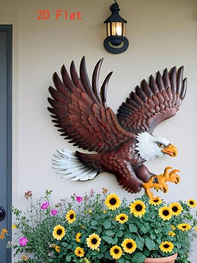 1 tượng chim đại bàng bằng gỗ treo tường, chống gỉ, trang trí nhà ngoài trời, tác phẩm điêu khắc trang trí phòng khách, tiền sảnh, trang trí hàng rào sân vườn kiểu Mỹ cổ điển.