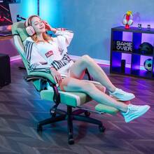 Fabric Gaming Chair With Footrest, Ergonomic Computer Desk Chair With Pocket Spring Cushion Home Office High Back Support Lumbar Support Heavy Duty Wide - Green - View 9