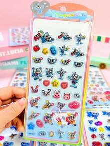 Cute Cartoon Crystal Embossed Decorative Stickers, Shiny Stickers For Gifts, Computers, Desktops, Offices, Multi-Functional Adorable Decorative Stickers - Multicolor - View 8