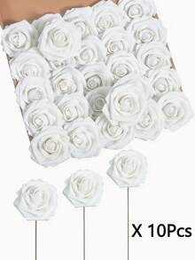 25pcs Red Artificial Rose Stems, Realistic Foam Red Rose Bouquet For Wedding, Home Decor, Mother's Day, Birthday, Graduation Gift - Multicolor - View 14