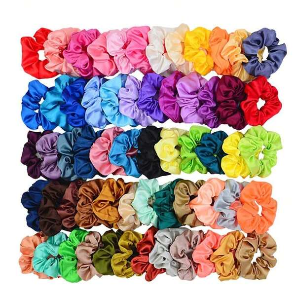 2pcs/Set Women's Fashion Solid Color Satin Hair Scrunchies Hair Accessories Set