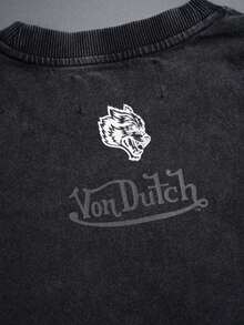 Double Side Vonn Dutccch Printed T Shirt Retro Washed T Shirt Double Sided Printed 230 Pure Cotton T Shirt - Đen 2 - Xem 4