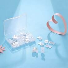 32个/盒 白色心形硅胶耳塞，低过敏性，可调节，适合防止耳垂损伤，可DIY耳环后塞和重型耳环，4个/袋可选 - 愛心耳堵 - 查看 9