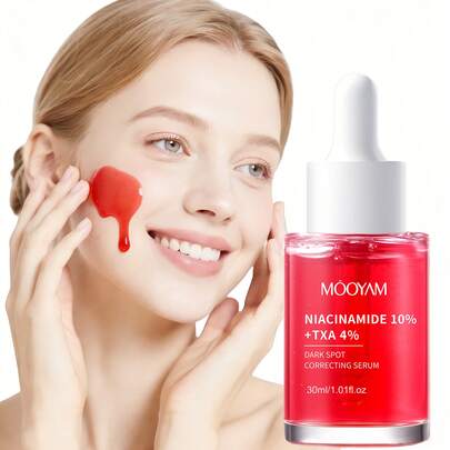 MOOYAM 10%烟酰胺+4%氨甲环酸溶液，含烟酰胺、甘油和丁二醇，面部去角质精华液，适用于痤疮、暗沉、收缩毛孔、细纹和皱纹 - 1 液体盎司