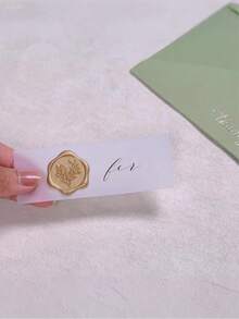 10/20个装桉树婚礼请柬信封封口贴，自粘式青铜金属质感贴纸，适用于请柬、圣诞贺卡和礼品包装 - 古銅色信封封口 - 查看 3