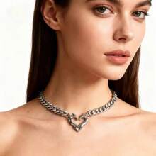 1件朋克风镂空吊坠项链，男女皆宜的Y2K时尚饰品 - 銀色 - 查看 5