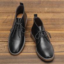 Men's Desert Boots, Classic Retro Derby Boots, Casual Commuter Ankle Boots - Black - View 8