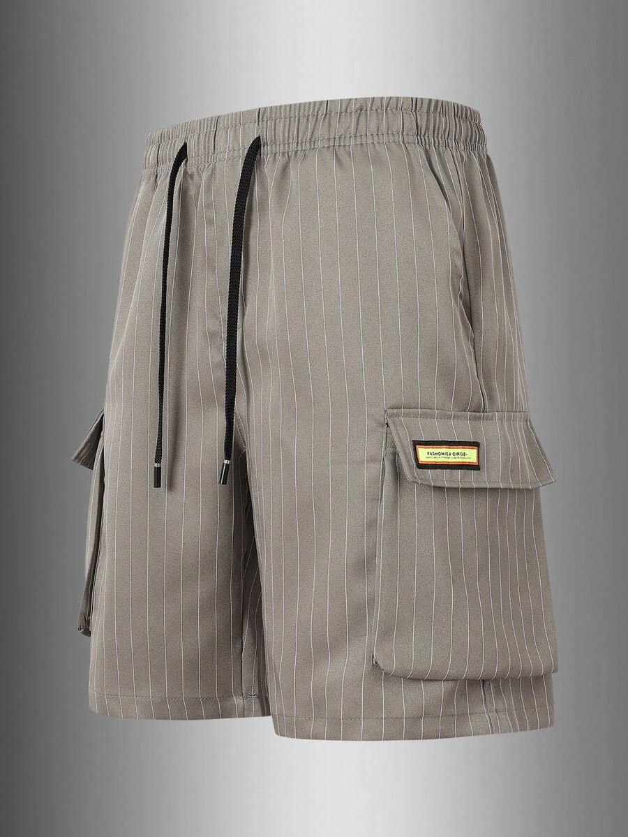 Urban Explorer Men's High-Quality Business Casual Cargo Shorts, Lightweight Breathable Fabric, Multiple Pockets With Drawstring Waist, Versatile For Casual Summer Outings - Khaki - View 1