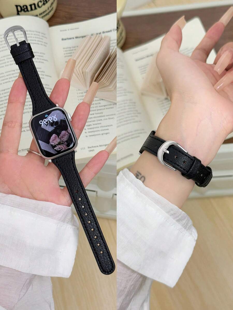 1件女款 PU 圓形錶帶,相容 38MM 40MM 41MM 42MM 44MM 45MM 46MM 49MM Ultra 11/10/9/8/7/6/5/4/3/2 SE - 黑色 - 查看 1