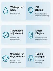 1 pieza Cortadora de pelo para mascotas, Recortadora de pelo para mascotas con luz LED - Cuchilla de cerámica ultra silenciosa, Kit de aseo recargable resistente al agua IPX6 para perros y gatos pequeños | Para patas, ojos, orejas, cara, grupa con cuchillas de repuesto, herramienta de belleza y uso diario - Ver 11
