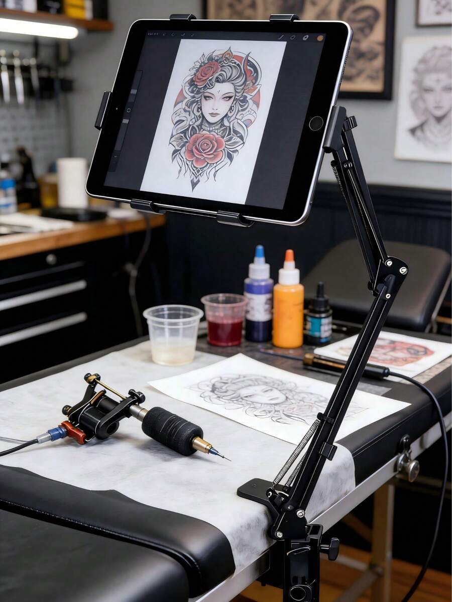 Tattoo Tablet Holder, 360 Rotating Long Arm Desk Mount Drawing Stand Tattoo Supply - View 1